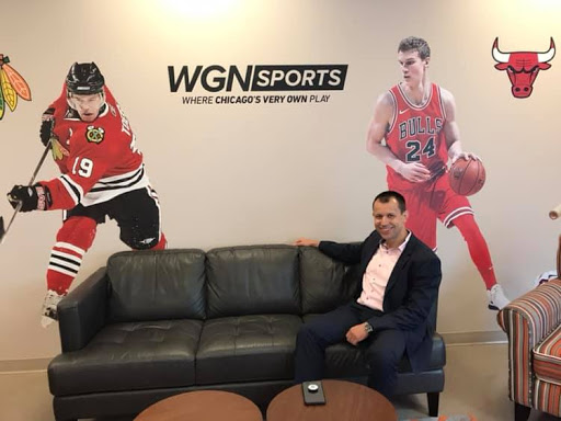 Dr. Yaroslav Yarmolyuk at the Sports Newsroom at WGN