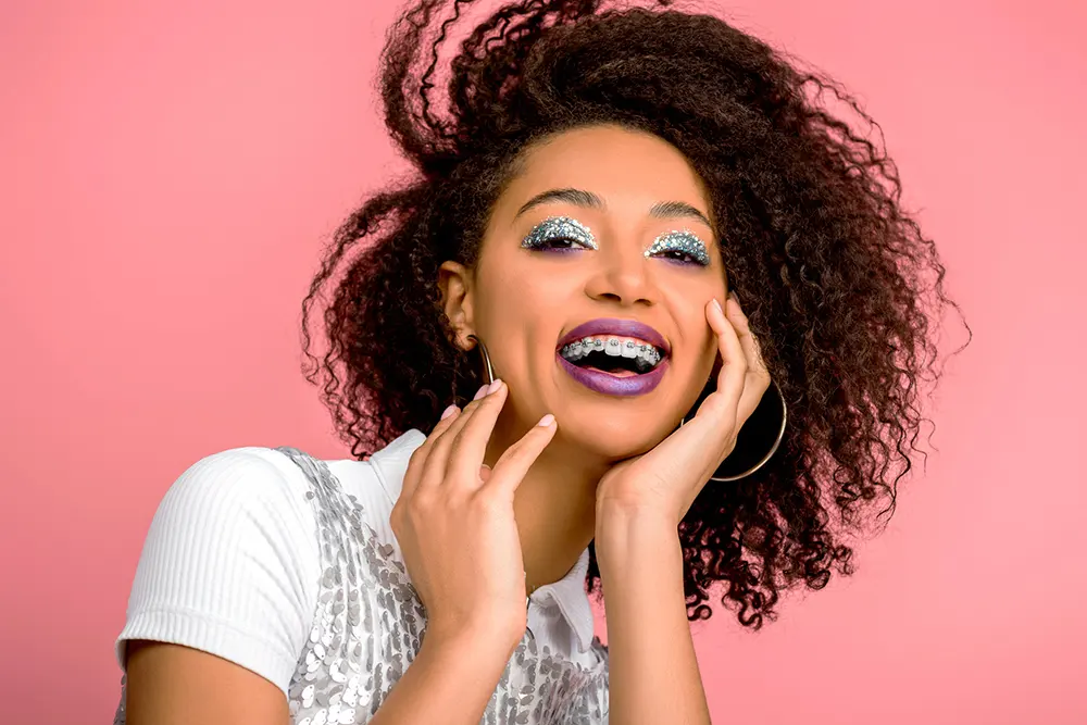 A girl with metal braces